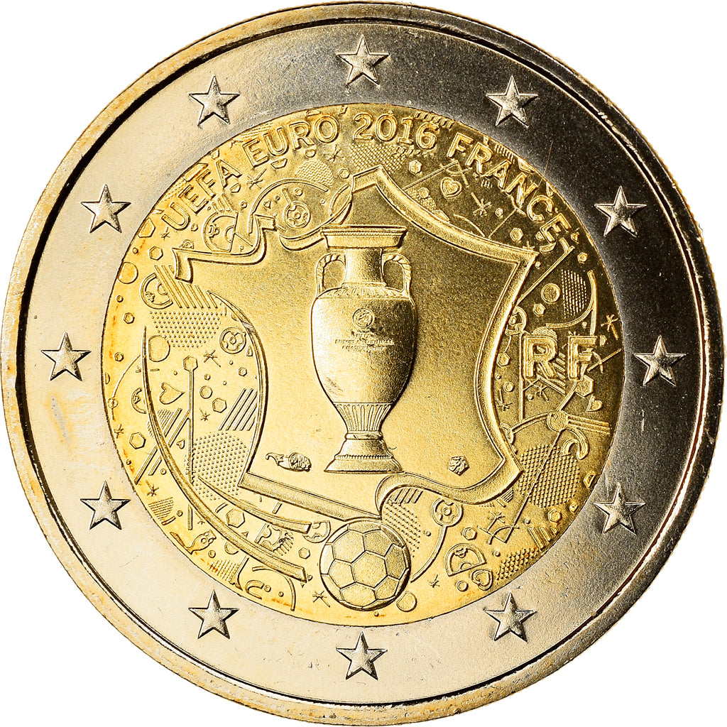 Frankrijk, 2 Euro, UEFA Euro 2016, 2016, BU, PR+, Bi-Metallic, Gadoury:24