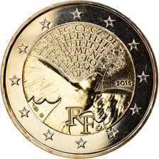 France, 2 Euro, 70 ans de Paix en Europe, 2015, MS(60-62), Bi-Metallic