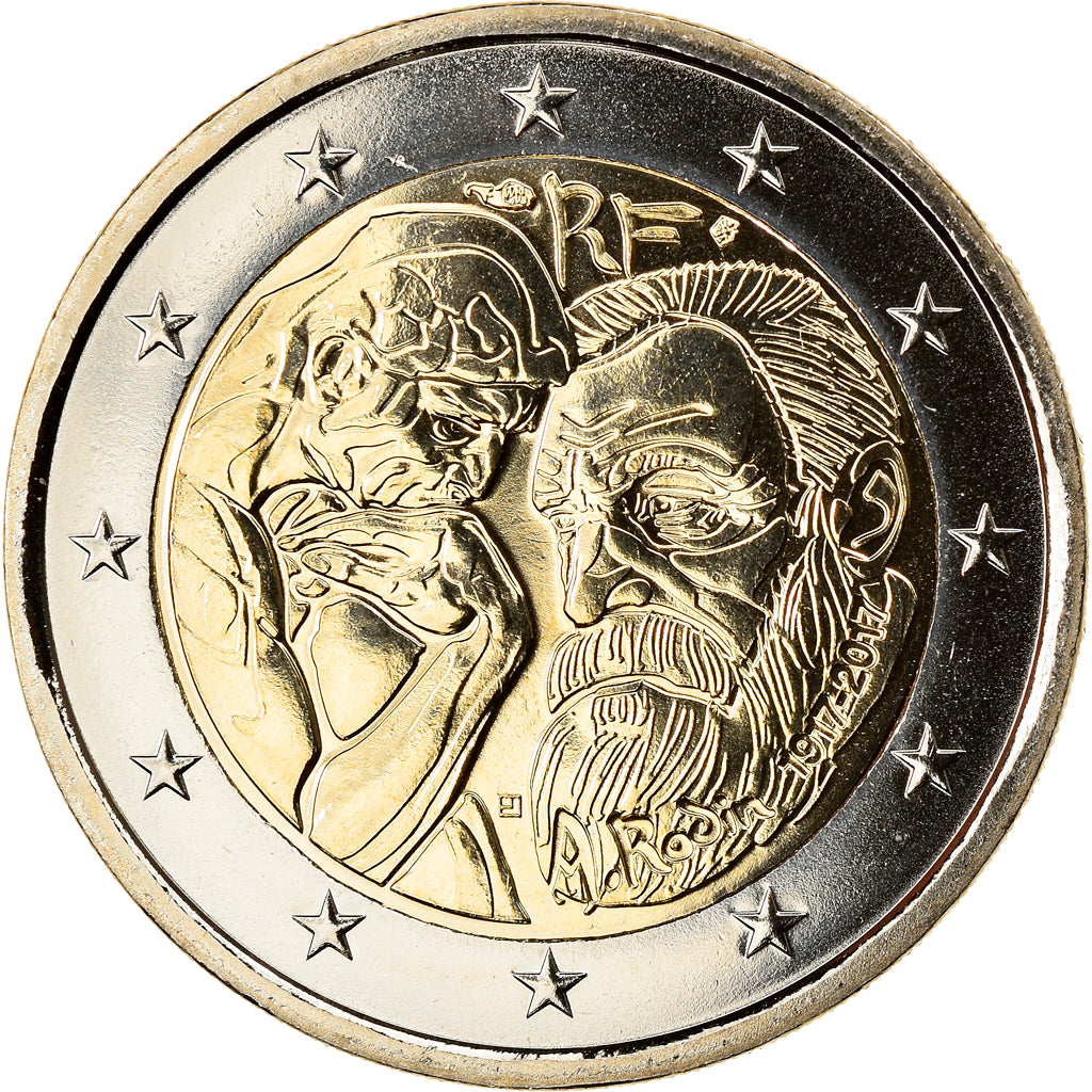 France, 2 Euro, Auguste Rodin, 2017, BU, SUP+, Bi-Metallic, Gadoury:26.