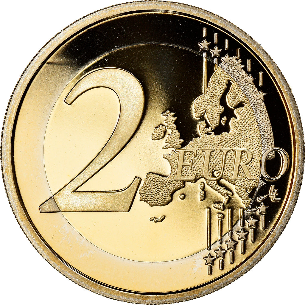 Francia, 2 Euro, UEFA Euro 2016, 2016, Proof, FDC, Bimetálico, Gadoury:23
