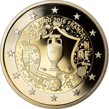 France, 2 Euro, UEFA Euro 2016, 2016, Proof, FDC, Bi-Metallic, Gadoury:23