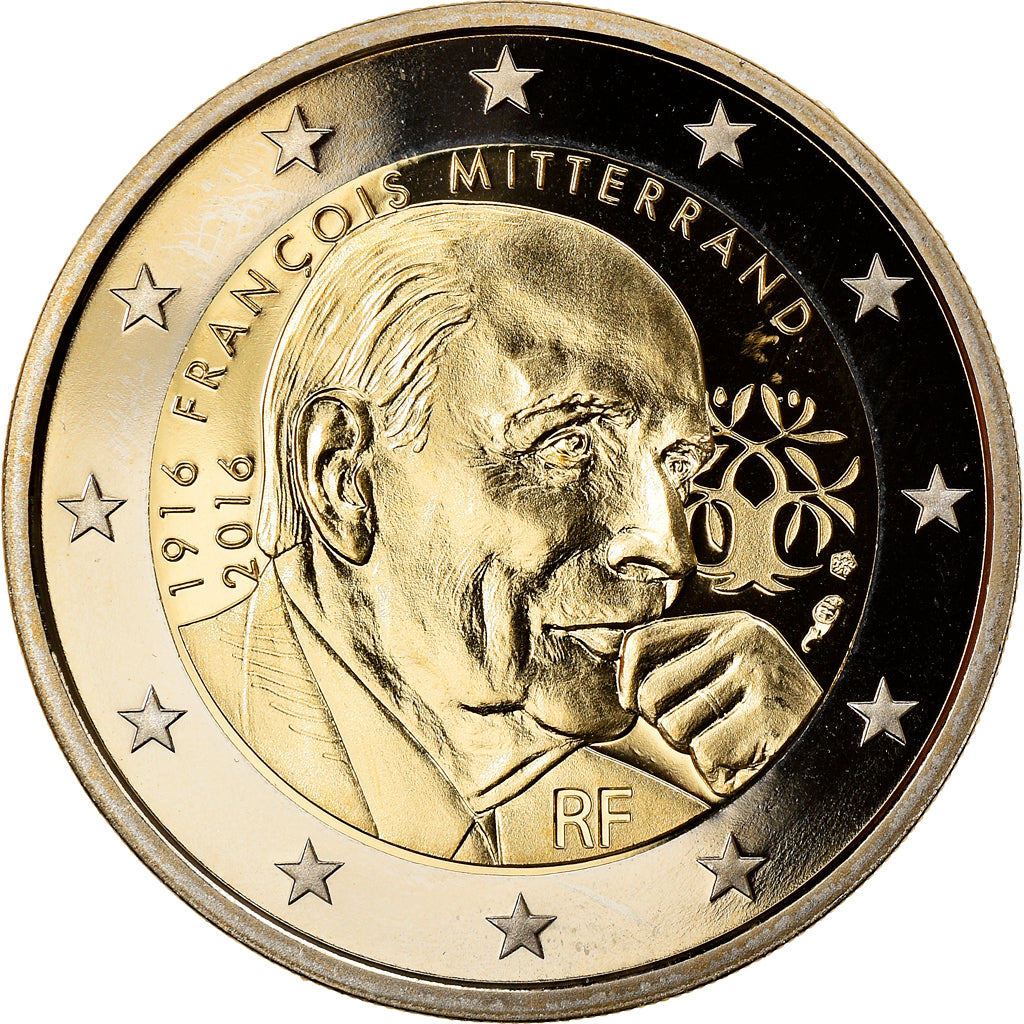 France, 2 Euro, François Mitterrand, 2016, Proof, MS(65-70), Bi-Metallic