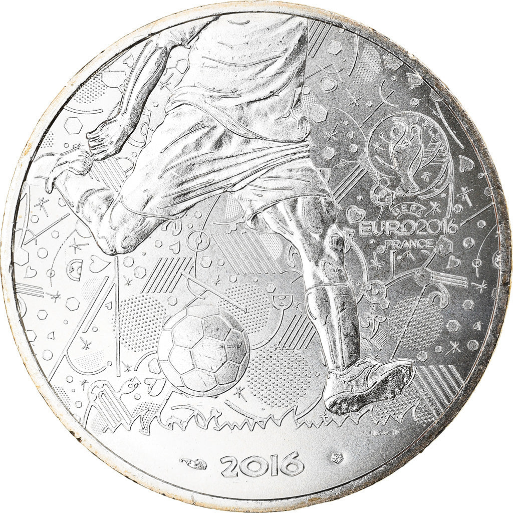 Frankrijk, 10 Euro, UEFA Euro 2016, 2016, UNC-, Zilver, Gadoury:EU814