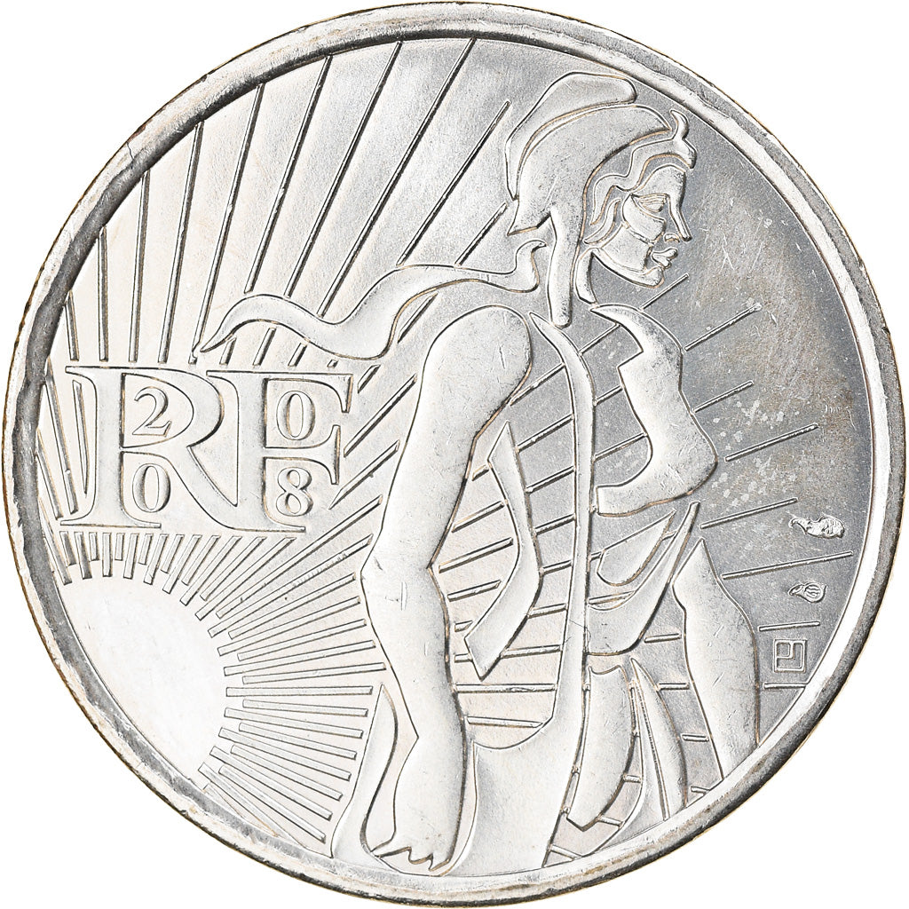 France, 5 Euro, Semeuse, 2008, MS(60-62), Silver, Gadoury:EU287