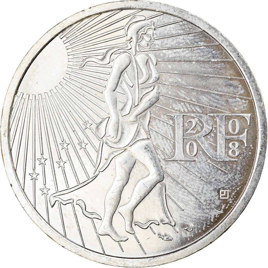 France, 15 Euro, Semeuse, 2008, MS(60-62), Silver