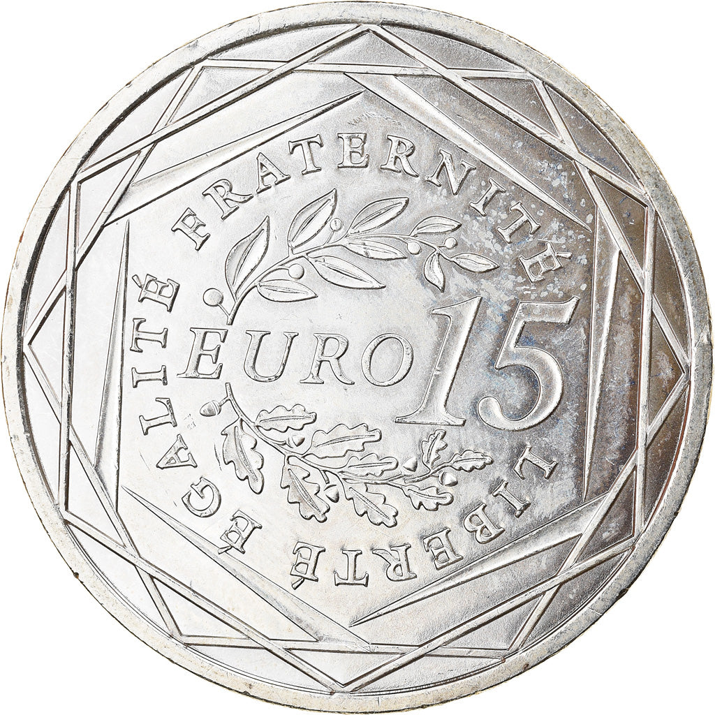 France, 15 Euro, Semeuse, 2008, MS(60-62), Silver