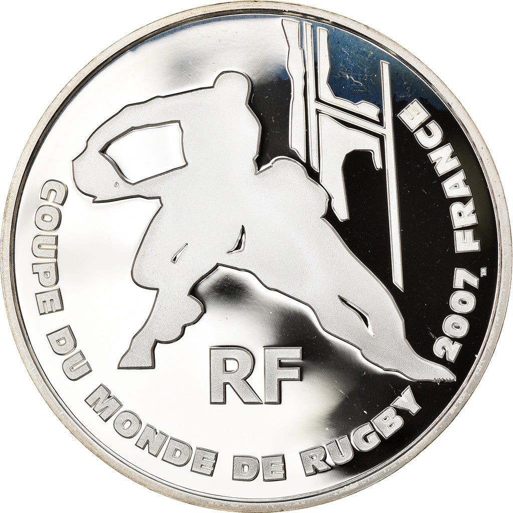 France, 1-1/2 Euro, COUPE DU MONDE DE RUGBY, 2007, Proof, MS(65-70), Silver