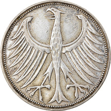 Coin, GERMANY - FEDERAL REPUBLIC, 5 Mark, 1951, Karlsruhe, EF(40-45), Silver