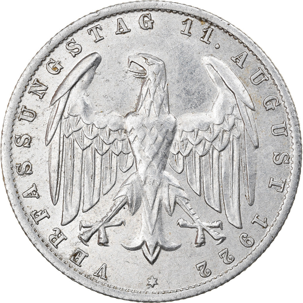 Moneta, GERMANIA, REPUBBLICA DI WEIMAR, 3 Mark, 1922, Berlin, BB+, Alluminio