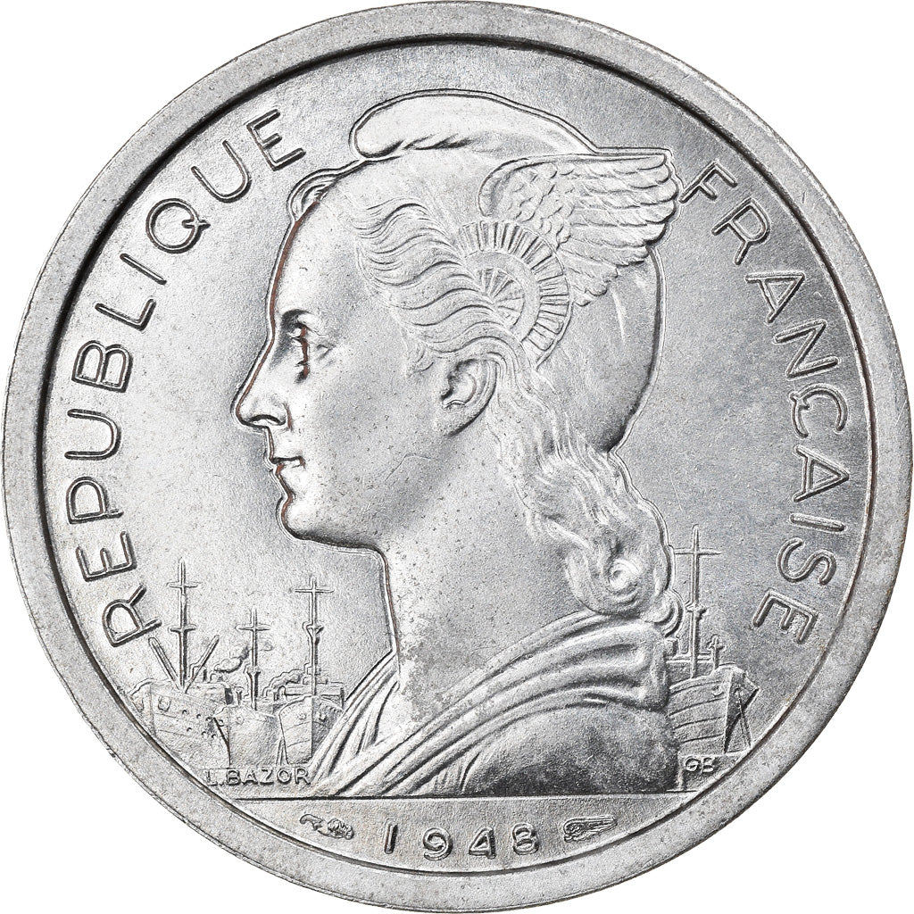 Moneta, Réunion, 2 Francs, 1948, Paris, BB+, Alluminio, KM:8