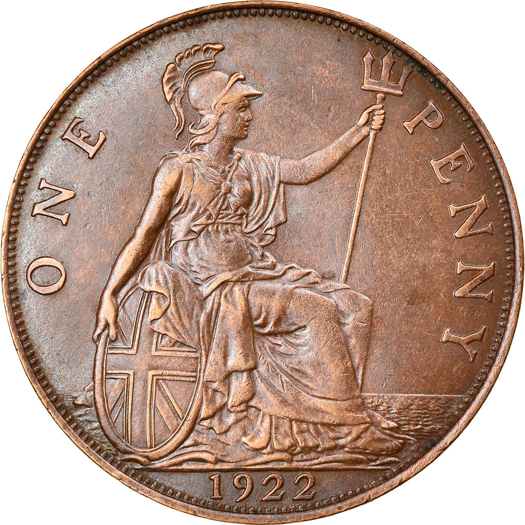 Coin, Great Britain, George V, Penny, 1922, AU(50-53), Bronze, KM:810