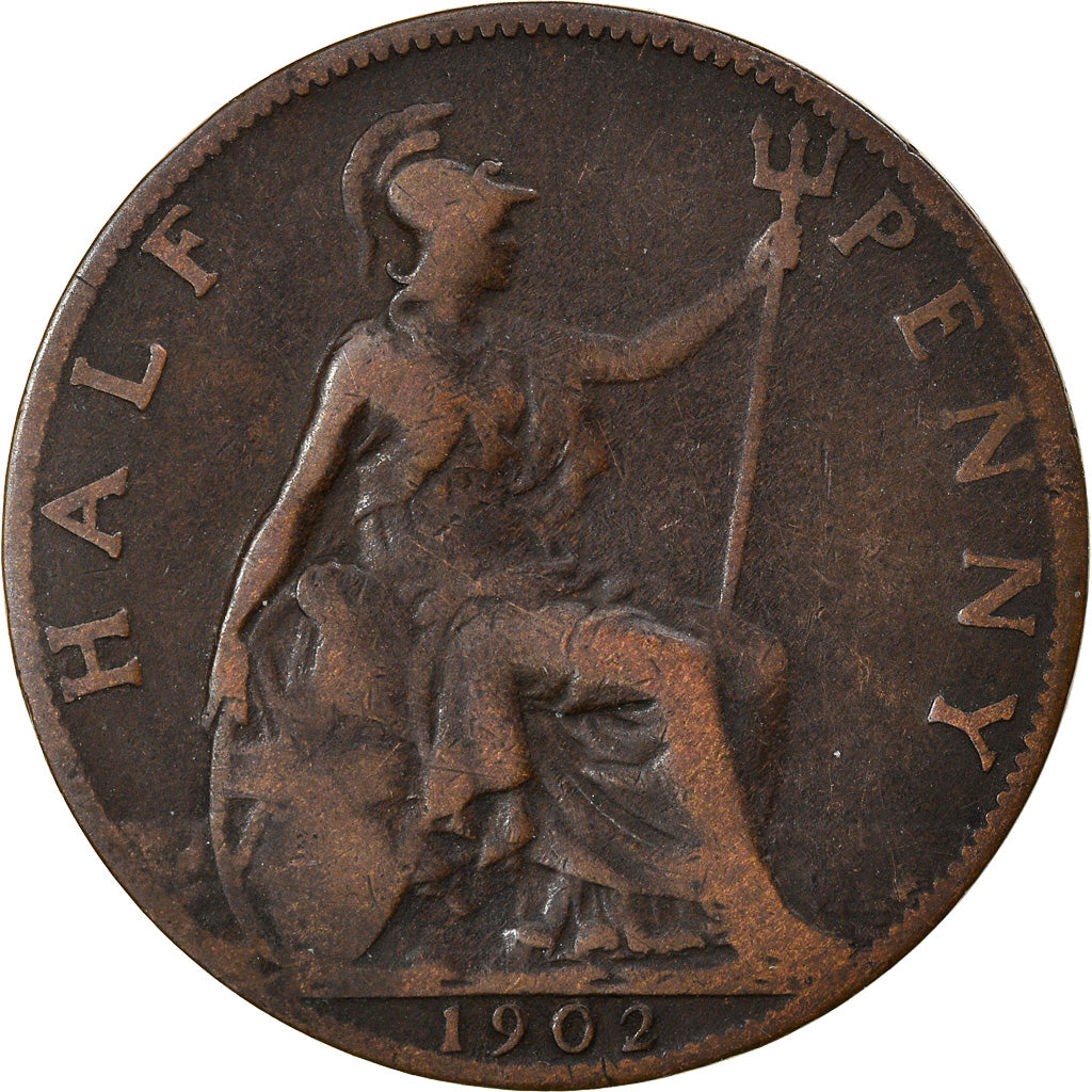Monnaie, Grande-Bretagne, Edward VII, 1/2 Penny, 1902, TB+, Bronze, KM:793.2