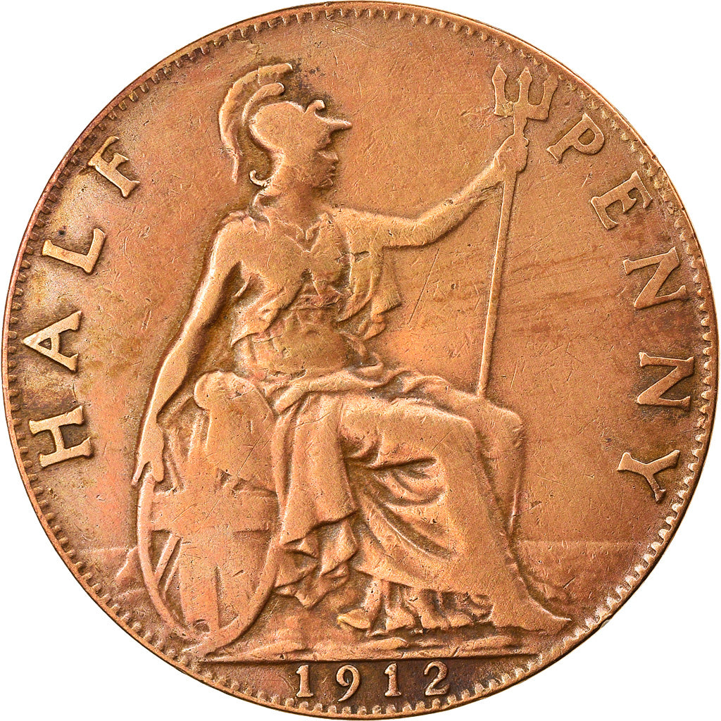 Coin, Great Britain, George V, 1/2 Penny, 1912, VF(30-35), Bronze, KM:809