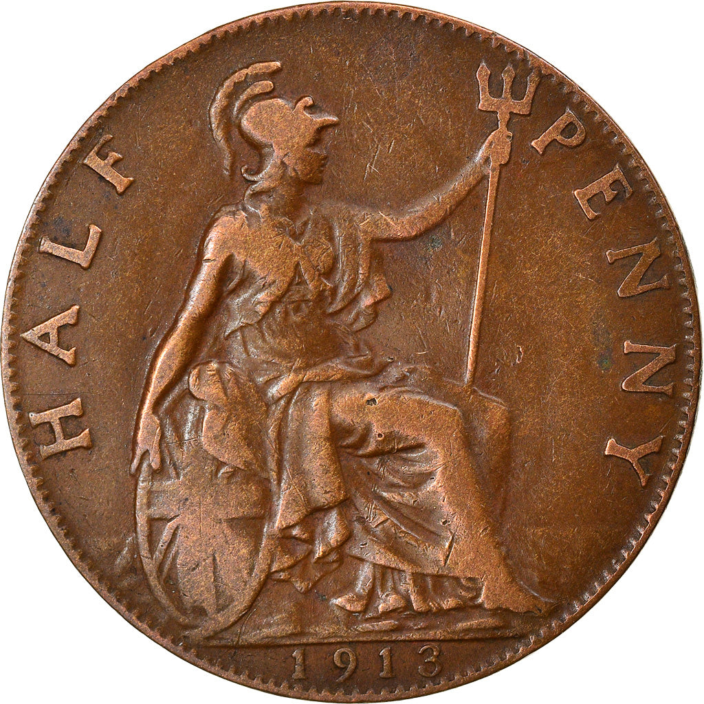 Coin, Great Britain, George V, 1/2 Penny, 1913, EF(40-45), Bronze, KM:809