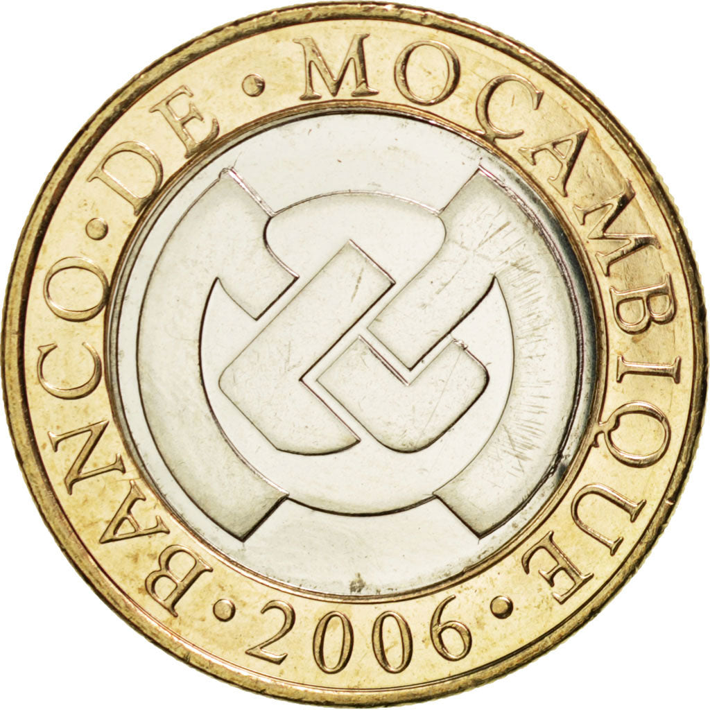 Coin, Mozambique, 10 Meticais, 2006, MS(63), Bi-Metallic, KM:140