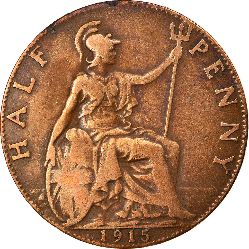 Monnaie, Grande-Bretagne, George V, 1/2 Penny, 1915, TB+, Bronze, KM:809