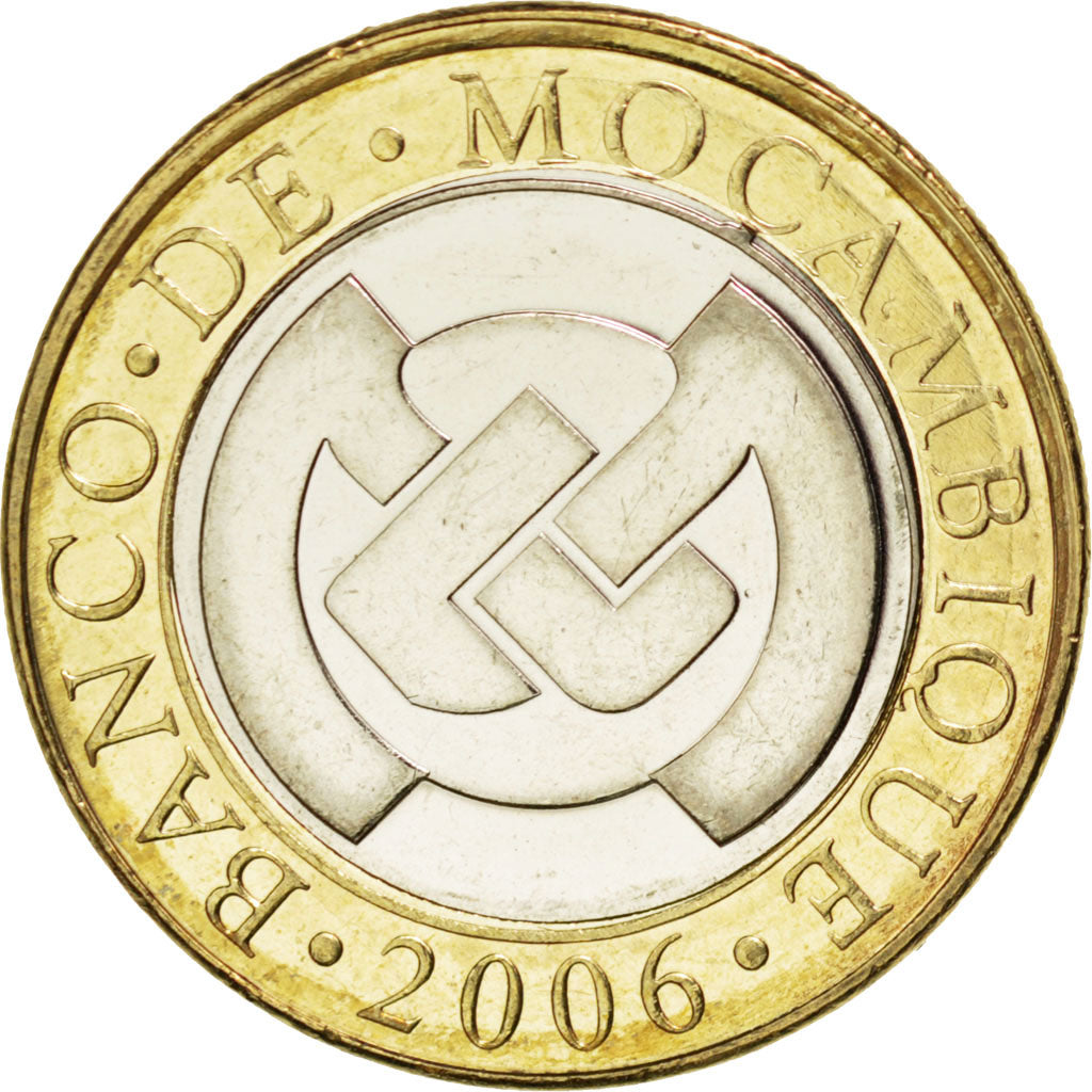 MOZAMBIQUE, 10 Meticais, 2006, KM #140, MS(63), Bi-Metallic, 25, 7.46