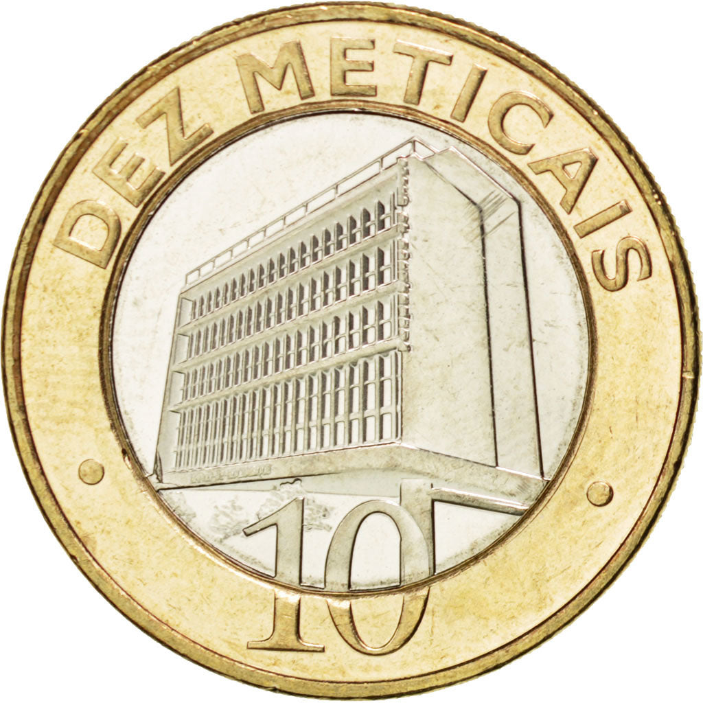 MOZAMBIQUE, 10 Meticais, 2006, KM #140, MS(63), Bi-Metallic, 25, 7.46