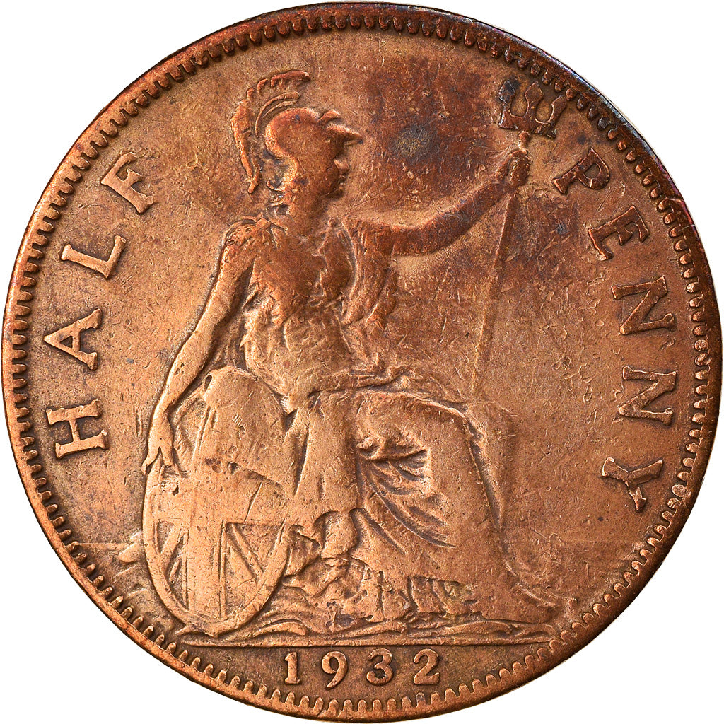 Coin, Great Britain, George V, 1/2 Penny, 1932, VF(20-25), Bronze, KM:837