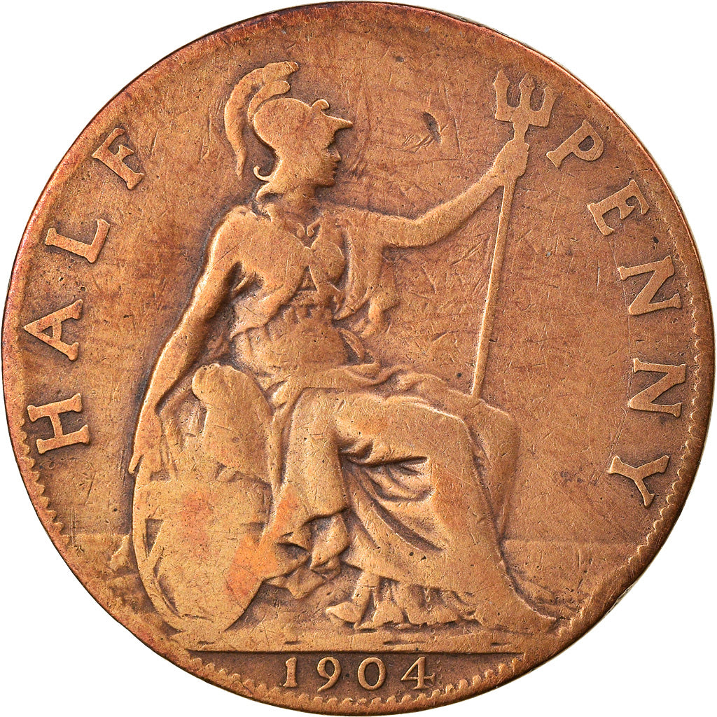 Coin, Great Britain, Edward VII, 1/2 Penny, 1904, VF(20-25), Bronze, KM:793.2