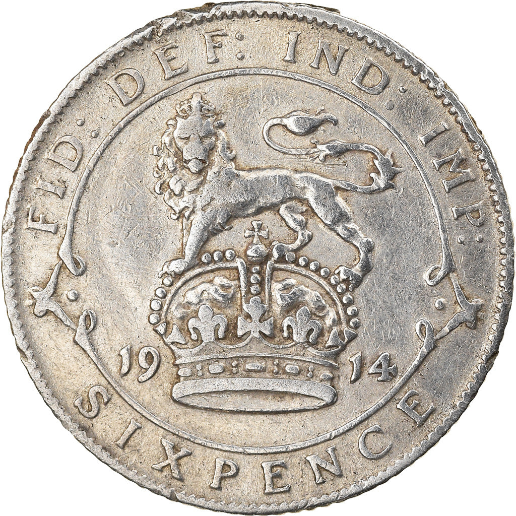 Coin, Great Britain, George V, 6 Pence, 1914, EF(40-45), Silver, KM:815