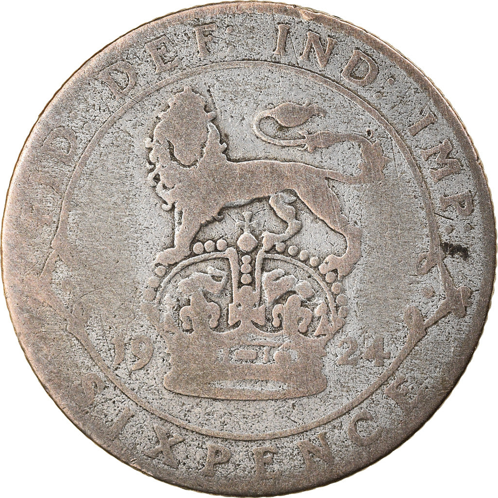 Coin, Great Britain, George V, 6 Pence, 1924, VF(20-25), Silver, KM:815a.1