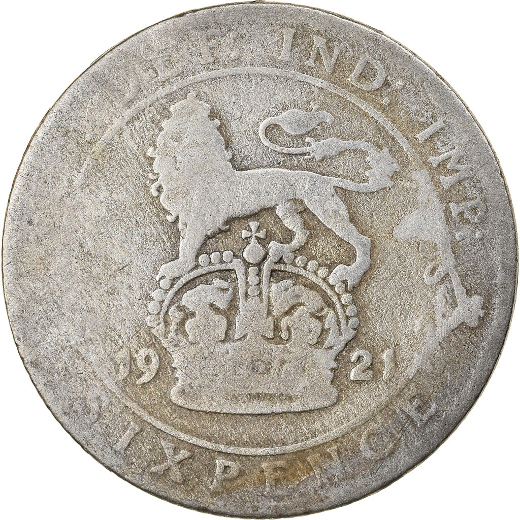 Monnaie, Grande-Bretagne, George V, 6 Pence, 1921, TB, Argent, KM:815a.1