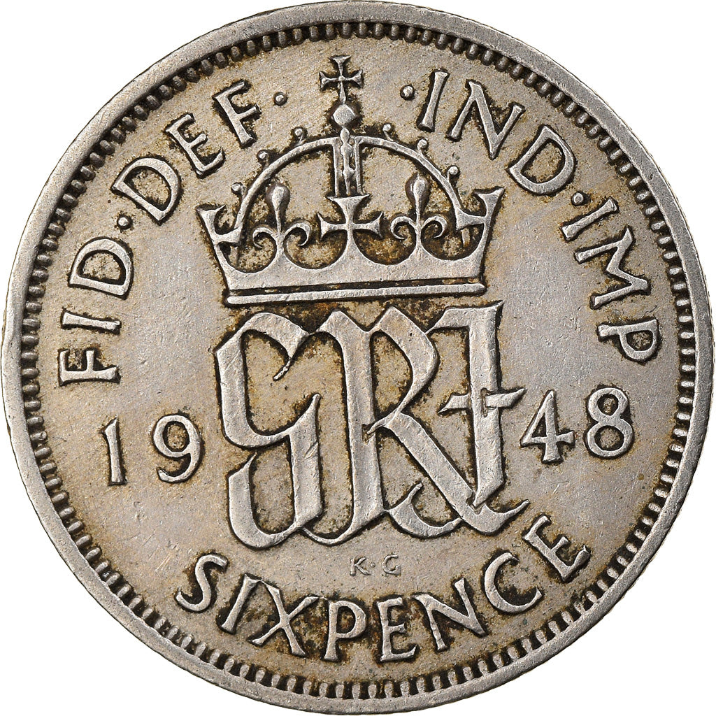 Coin, Great Britain, George VI, 6 Pence, 1948, EF(40-45), Copper-nickel, KM:862