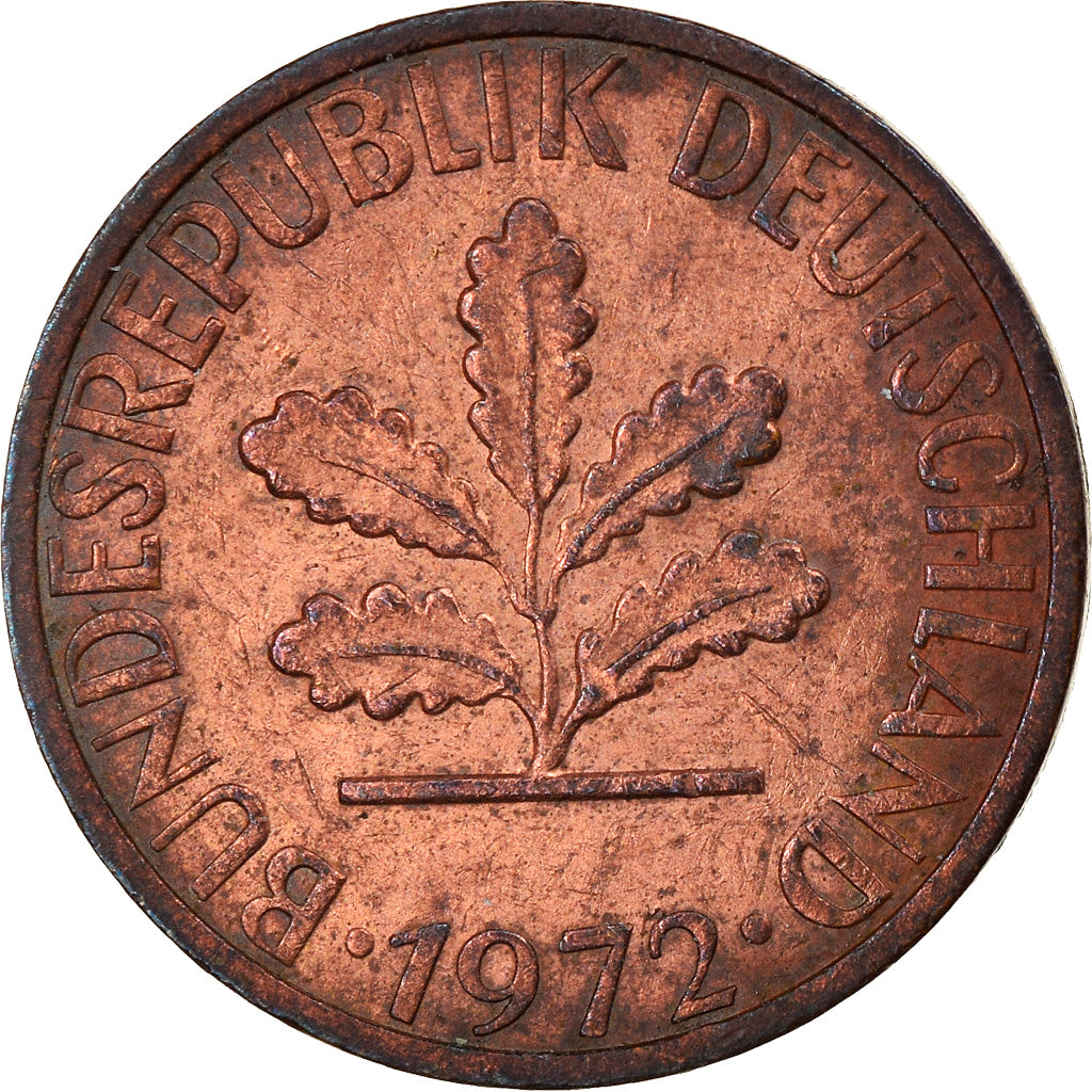 Moneta, Niemcy - RFN, Pfennig, 1972, Hambourg, EF(40-45), Miedź platerowana