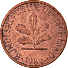 Moneta, Niemcy - RFN, Pfennig, 1982, Karlsruhe, EF(40-45), Miedź platerowana