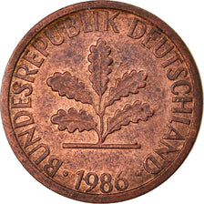 Coin, GERMANY - FEDERAL REPUBLIC, Pfennig, 1986, Karlsruhe, EF(40-45), Copper