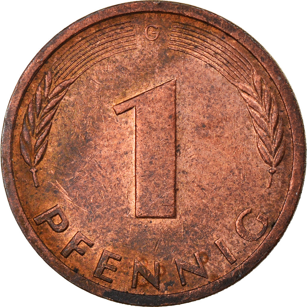 Coin, GERMANY - FEDERAL REPUBLIC, Pfennig, 1986, Karlsruhe, EF(40-45), Copper