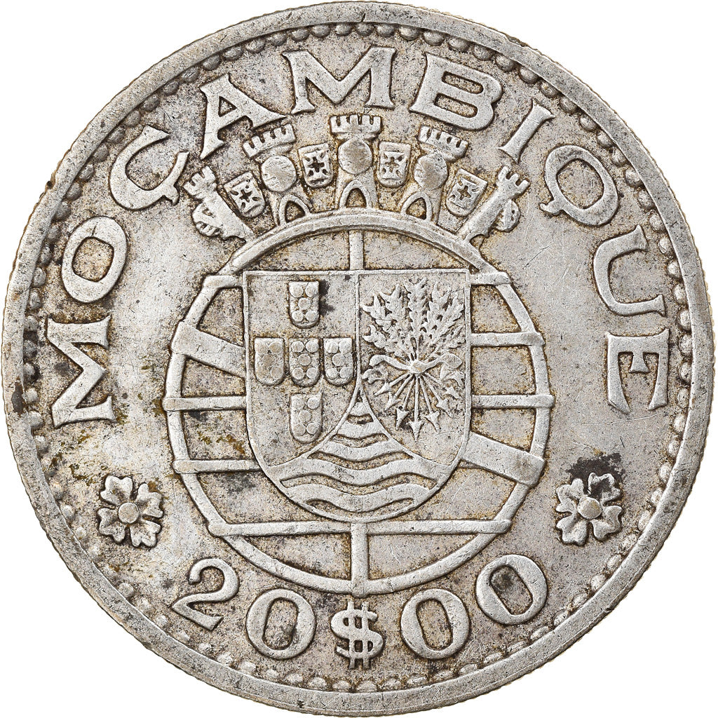 Coin, Mozambique, 20 Escudos, 1966, EF(40-45), Silver, KM:80a