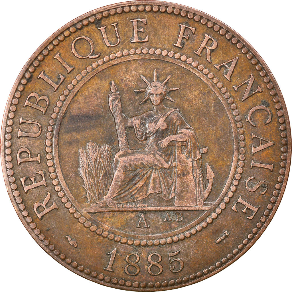 Munten, FRANS INDO-CHINA, Cent, 1885, Paris, ZF, Bronze, KM:1, Lecompte:37
