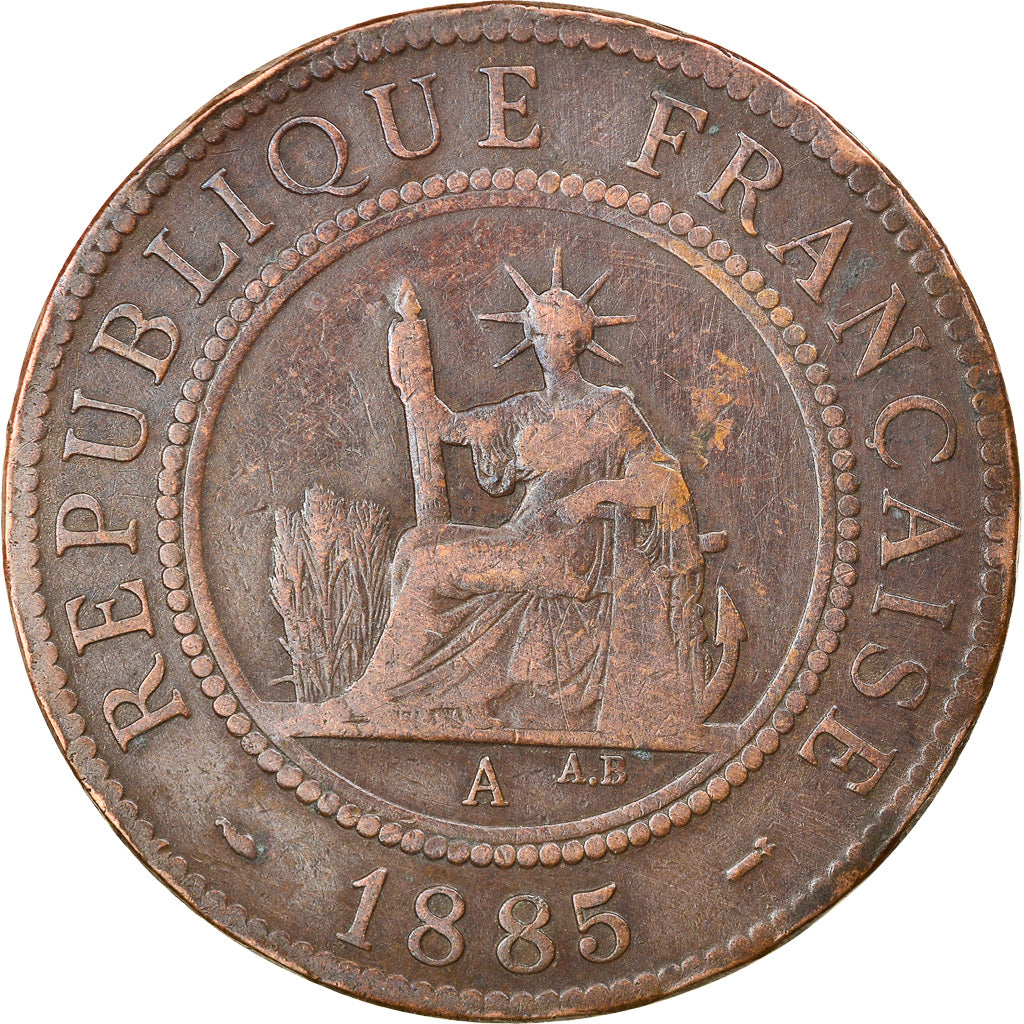 Coin, FRENCH INDO-CHINA, Cent, 1885, Paris, EF(40-45), Bronze, KM:1, Lecompte:37