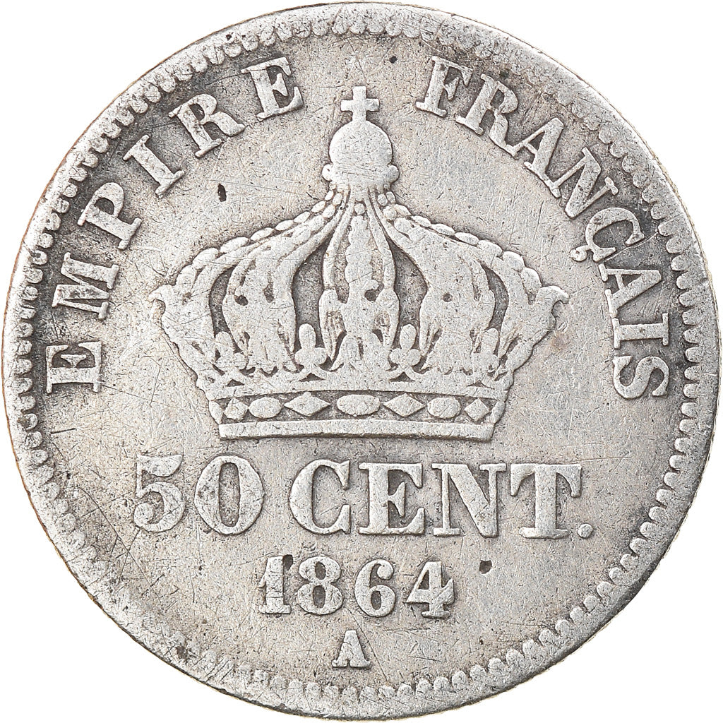Coin, France, Napoleon III, 50 Centimes, 1864, Paris, VF(20-25), Silver