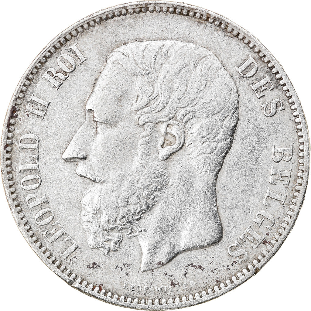 Coin, Belgium, Leopold II, 5 Francs, 5 Frank, 1875, EF(40-45), Silver, KM:24