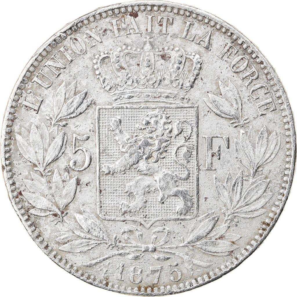 Coin, Belgium, Leopold II, 5 Francs, 5 Frank, 1875, EF(40-45), Silver, KM:24