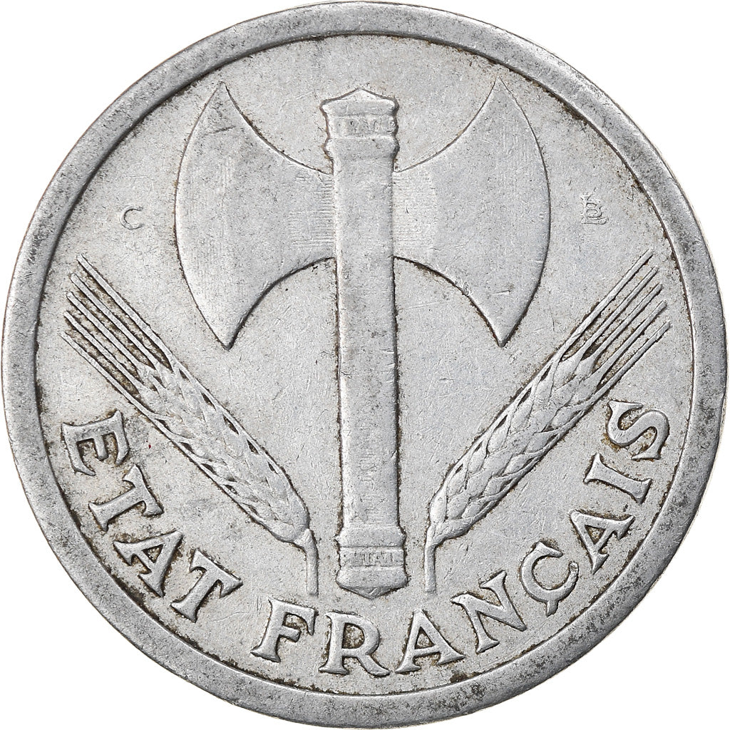 Moneta, Francia, Bazor, 2 Francs, 1944, Castelsarrasin, MB+, Alluminio