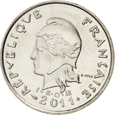 NEW CALEDONIA, 10 Francs, 2011, Paris, KM #11a, MS(63), Copper-Nickel, 24, 6.00