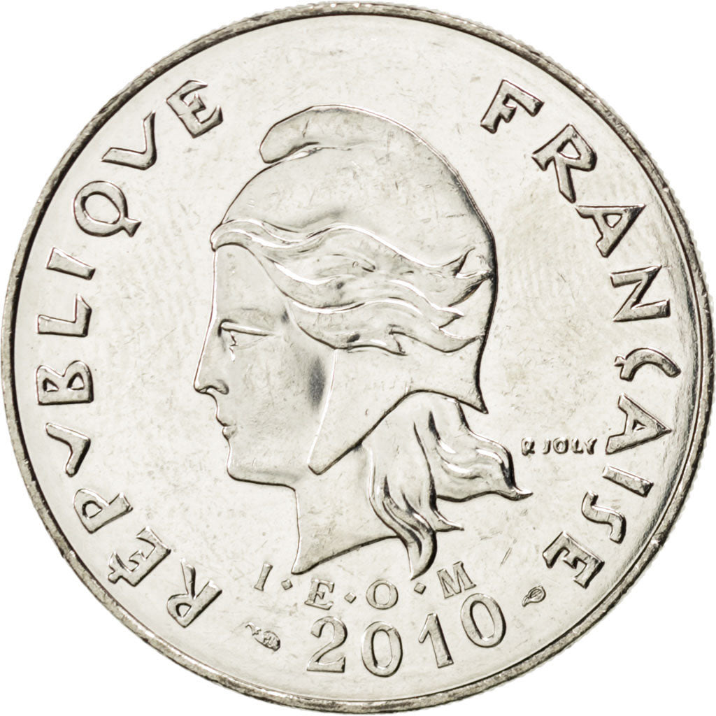 NEW CALEDONIA, 20 Francs, 2010, Paris, KM #12a, MS(63), Copper-Nickel, 28.5,...