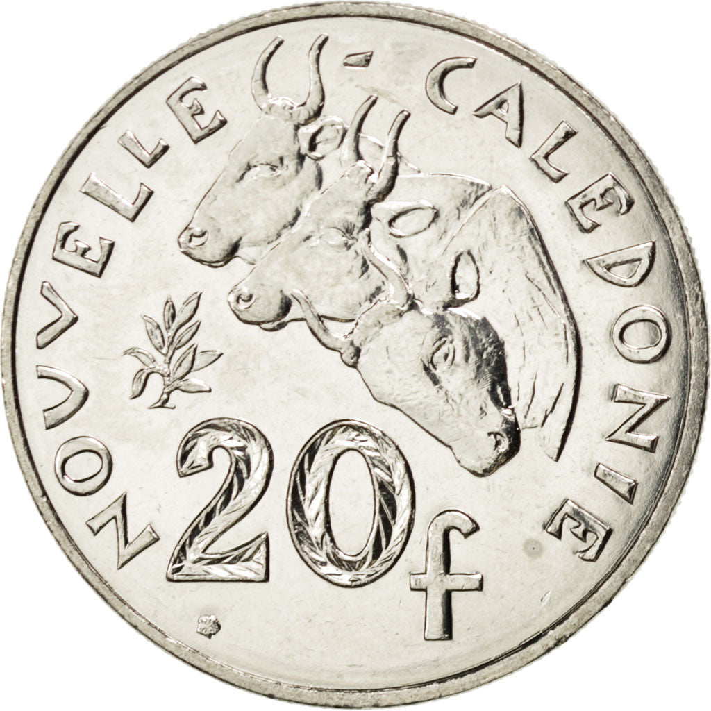 NEW CALEDONIA, 20 Francs, 2010, Paris, KM #12a, MS(63), Copper-Nickel, 28.5,...