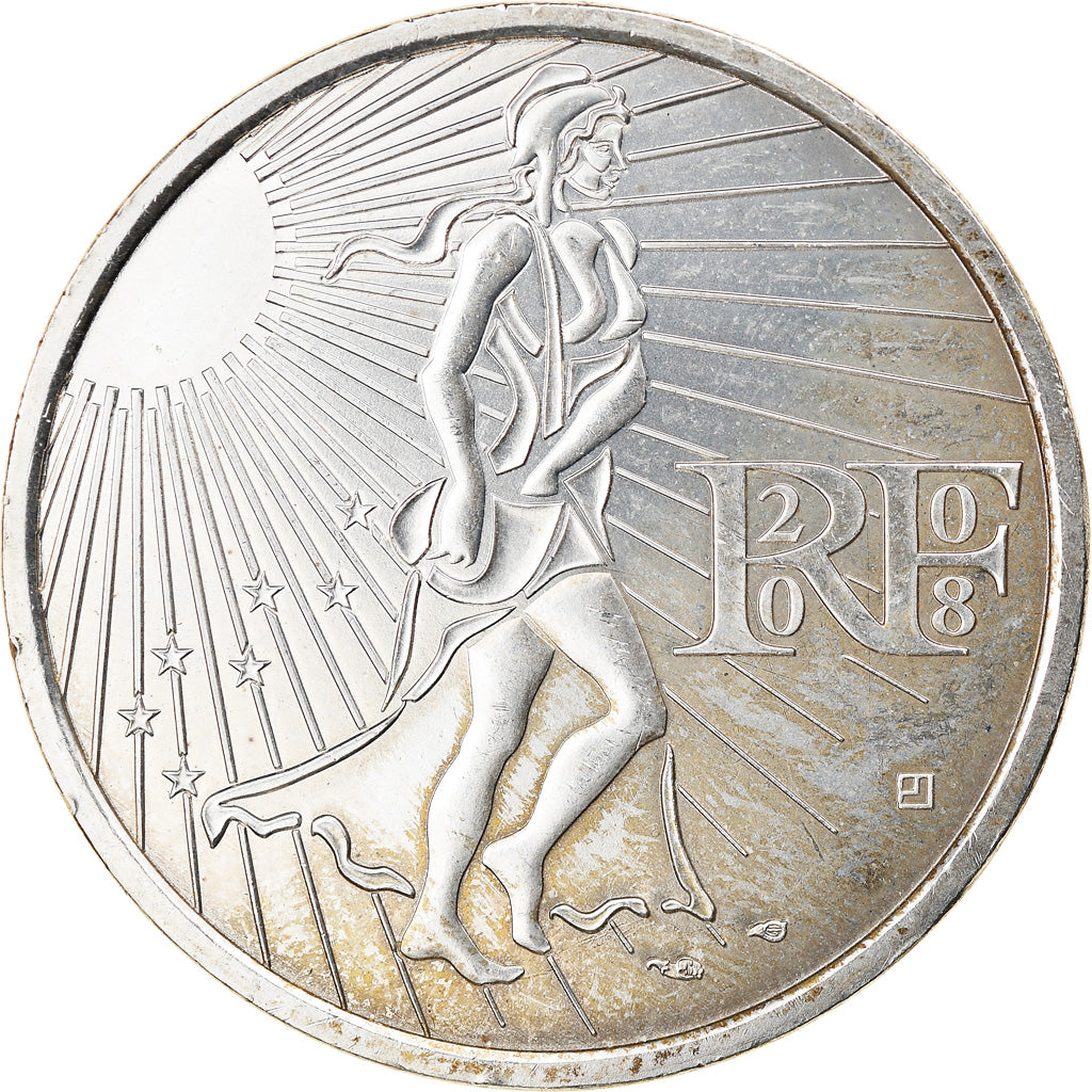 Francia, 15 Euro, Semeuse, 2008, MBC+, Plata, Gadoury:EU288, KM:1535