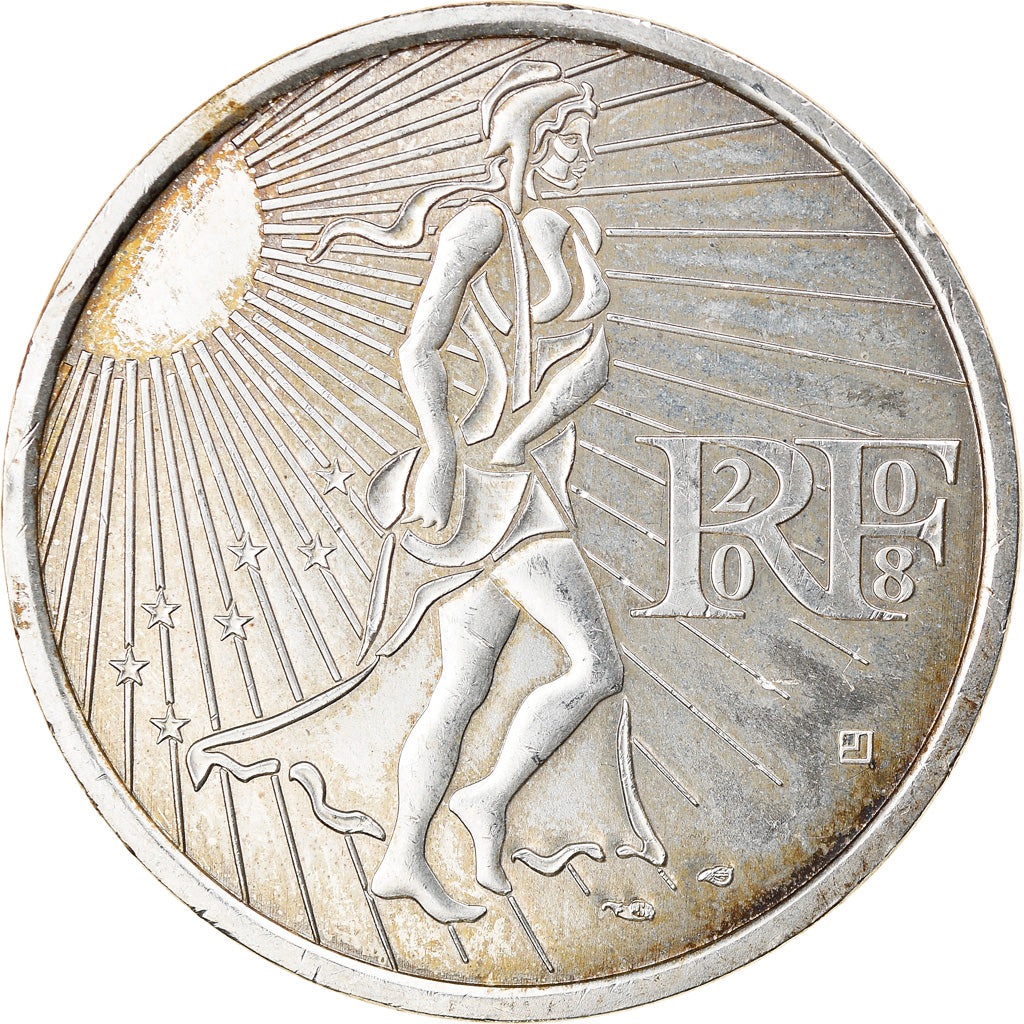 Frankrijk, 15 Euro, Semeuse, 2008, ZF+, Zilver, Gadoury:EU288, KM:1535