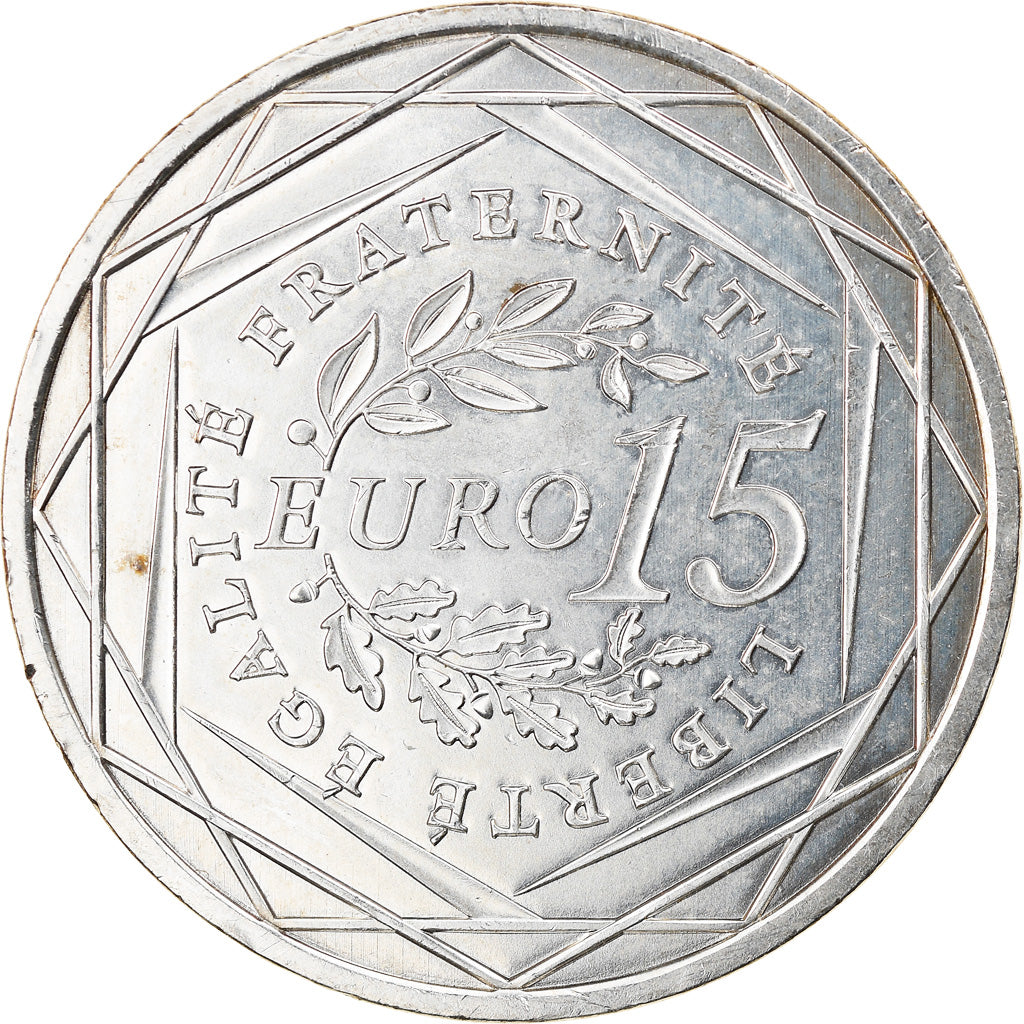 Frankrijk, 15 Euro, Semeuse, 2008, ZF+, Zilver, Gadoury:EU288, KM:1535