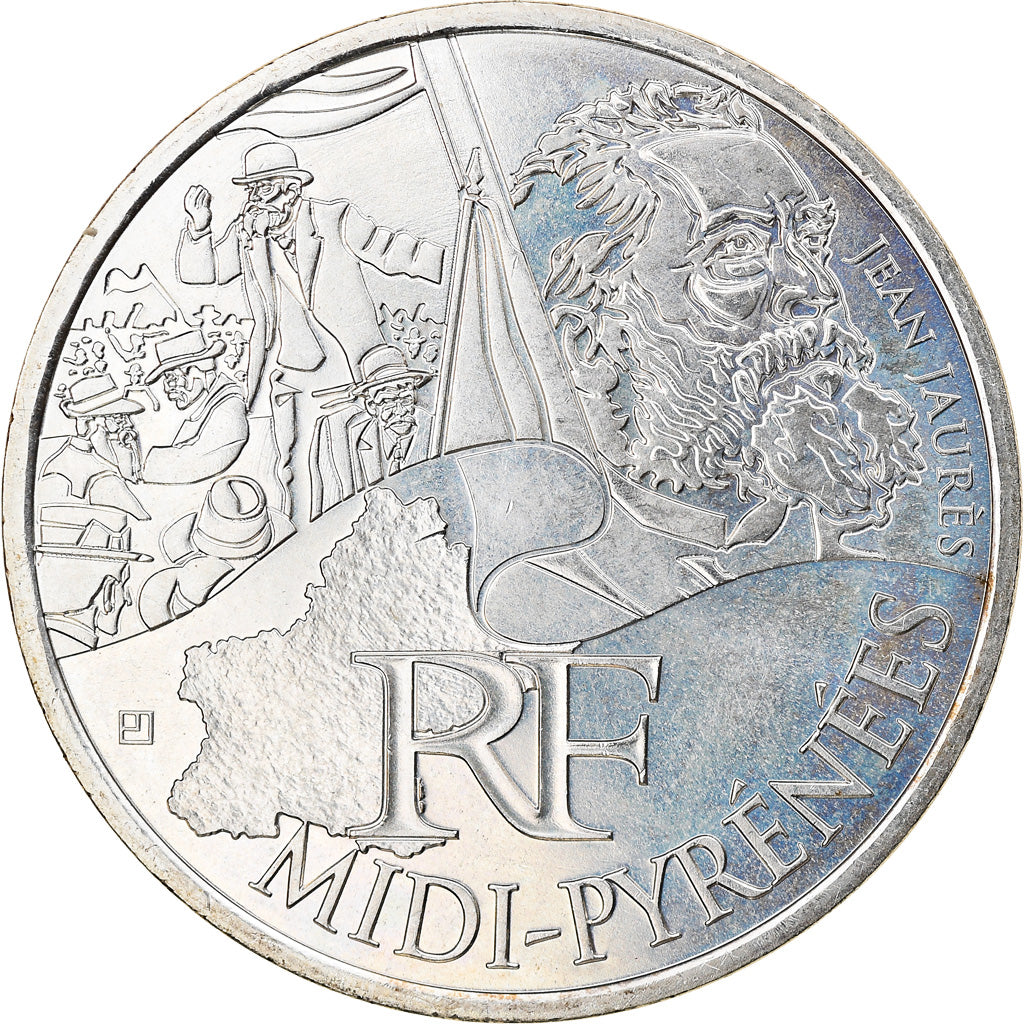 France, 10 Euro, Midi-Pyrénées, 2012, Paris, AU(55-58), Silver, Gadoury:EU514