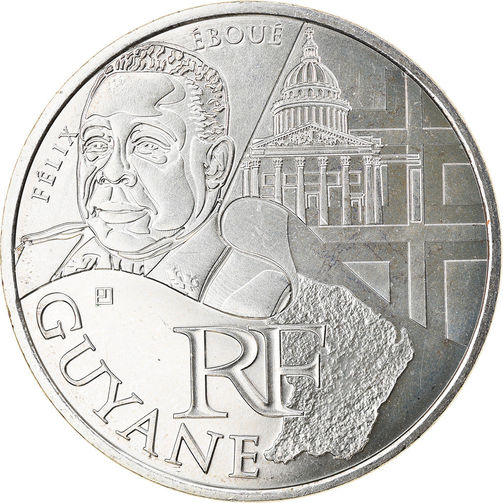 França, 10 Euro, Guyane, 2012, Paris, AU(55-58), Prata, Gadoury:EU514, KM:1872