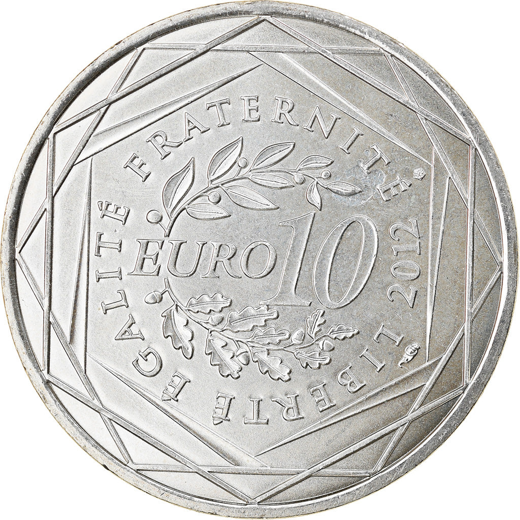 França, 10 Euro, Guyane, 2012, Paris, AU(55-58), Prata, Gadoury:EU514, KM:1872