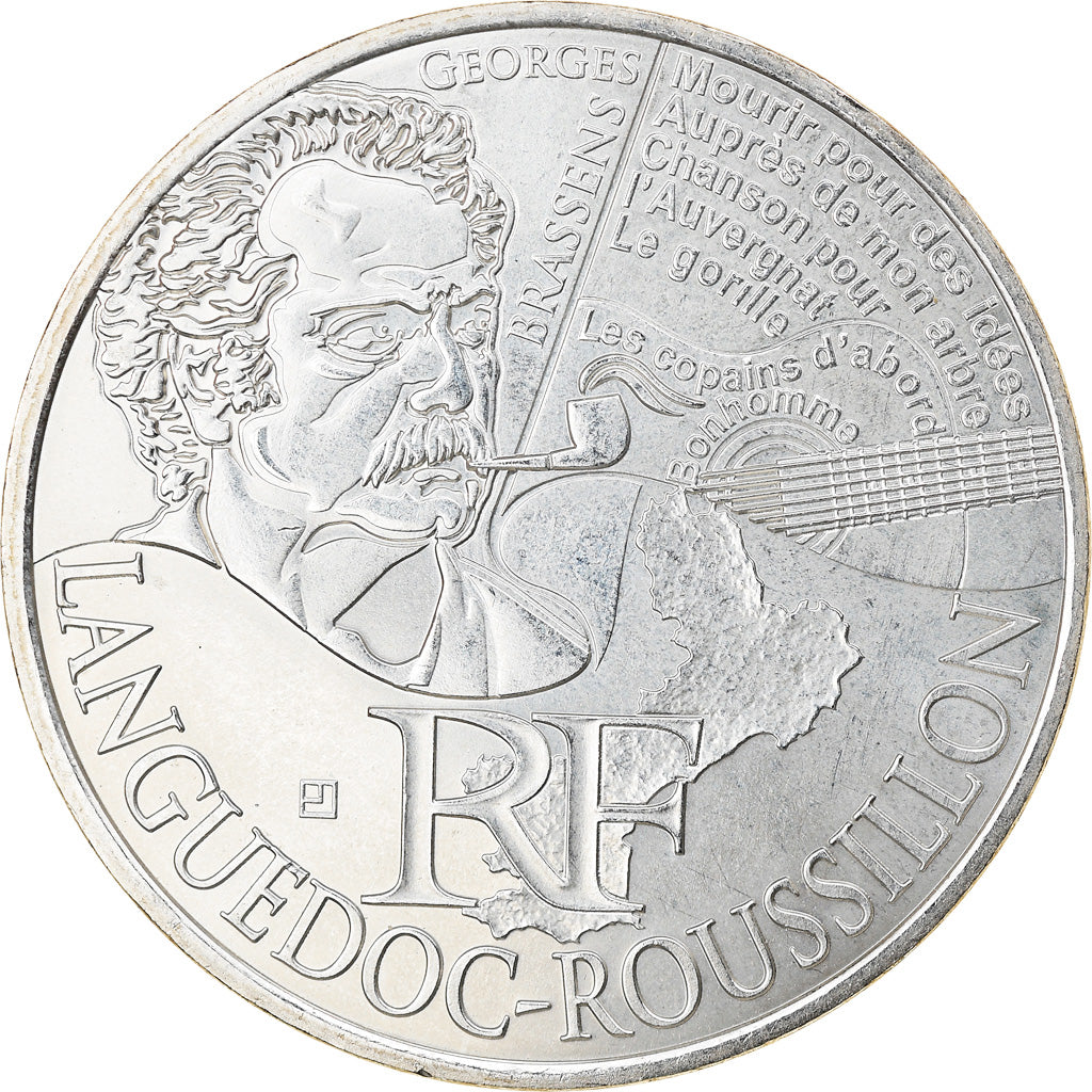 France, 10 Euro, Languedoc-Rousillon, 2012, Paris, AU(55-58), Silver