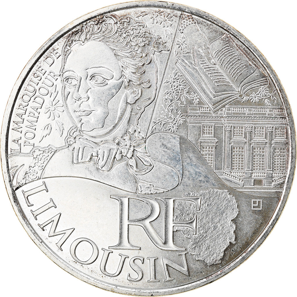 França, 10 Euro, Limousin, 2012, Paris, AU(55-58), Prata, Gadoury:EU514